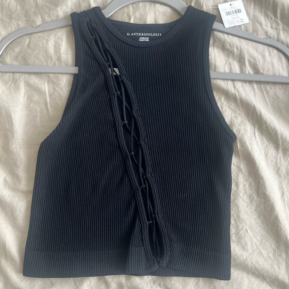 Anthropologie Cutout Black Tank Top Crop